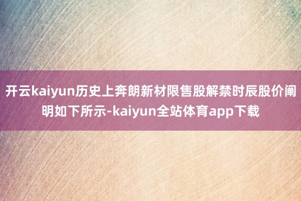 开云kaiyun历史上奔朗新材限售股解禁时辰股价阐明如下所示-kaiyun全站体育app下载