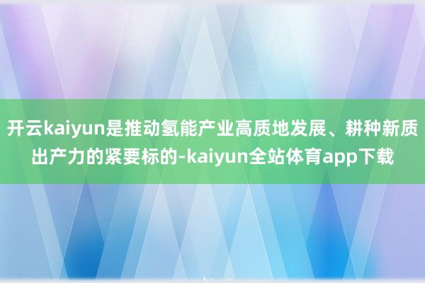 开云kaiyun是推动氢能产业高质地发展、耕种新质出产力的紧要标的-kaiyun全站体育app下载