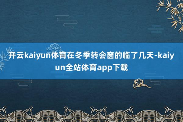 开云kaiyun体育在冬季转会窗的临了几天-kaiyun全站体育app下载